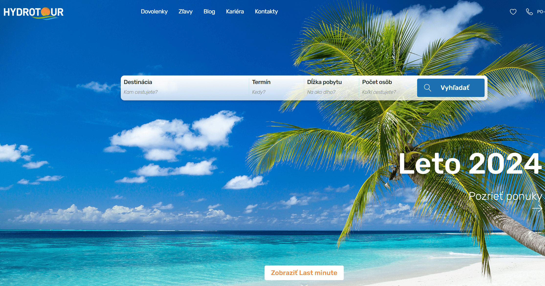 Úvodmá stránka Hydrotour